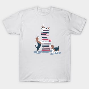 Life is better with books and a friend // spot illustration 02 // blue and red T-Shirt